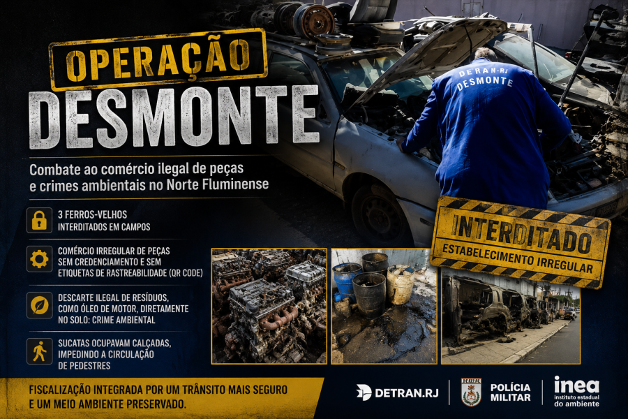Ação do Detran-RJ combate comércio ilegal de peças e fecha três ferros-velhos em Campos