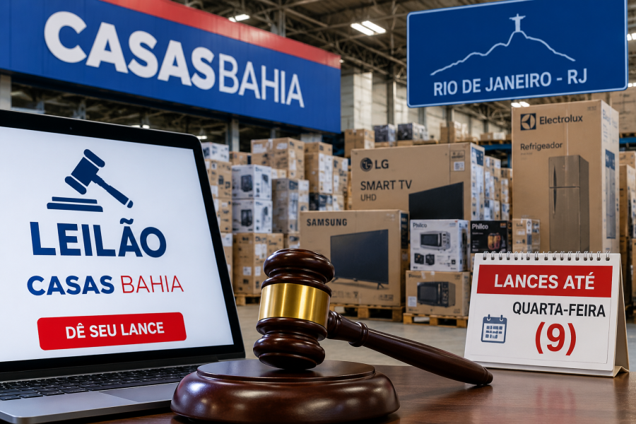 Casas Bahia faz novo leilão com produtos armazenados no RJ; lances vão até quarta-feira (9)