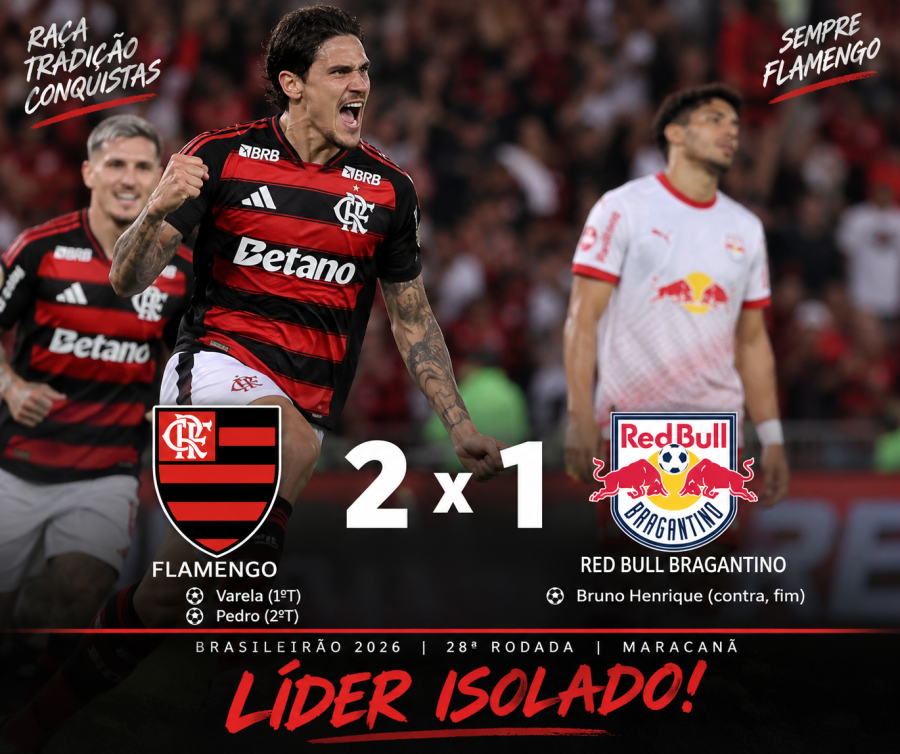 Flamengo vence Bragantino, abre vantagem na liderança e rodada movimenta o Brasileirão