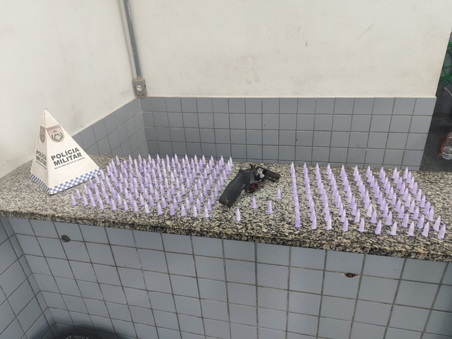 Polícia Militar encontra 234 pinos de cocaína e revólver com numeração raspada em Morro do Coco