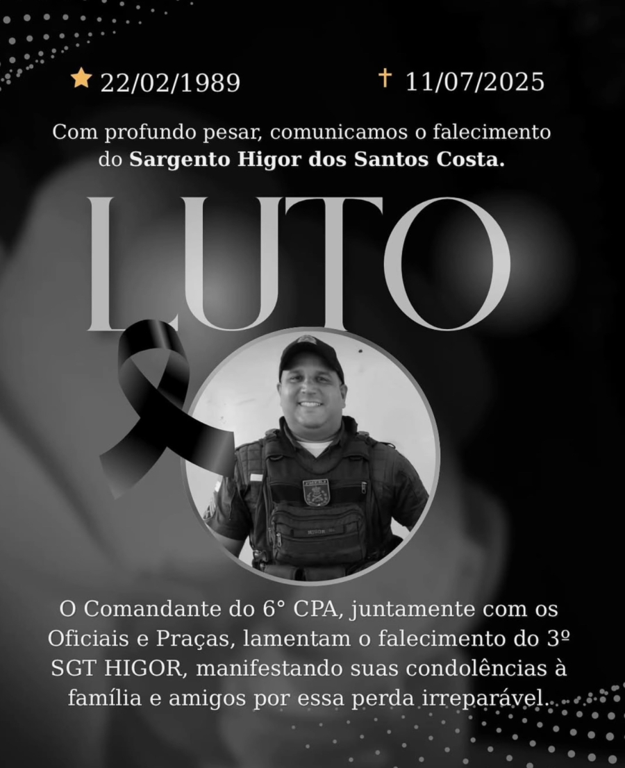 Polícia Militar lamenta morte do sargento Higor, assassinado durante assalto em Campos